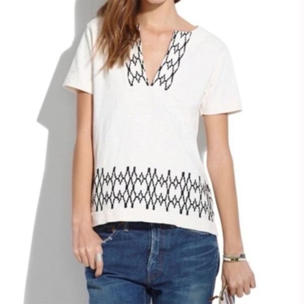 Madewell 100% Cotton Boho Embroidered Top